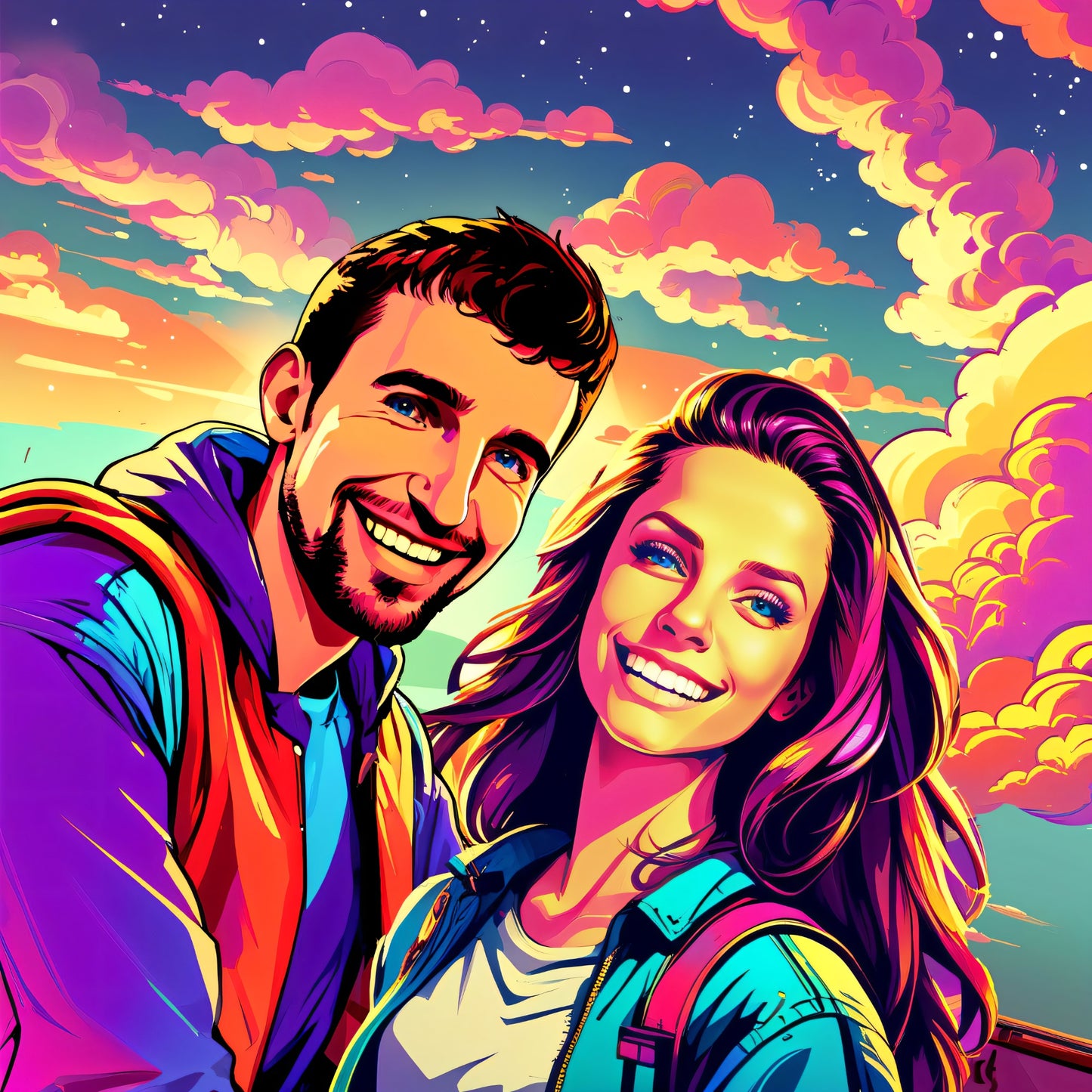 Custom Pop Art Canvas for Couples – Personalized Digital Portrait.