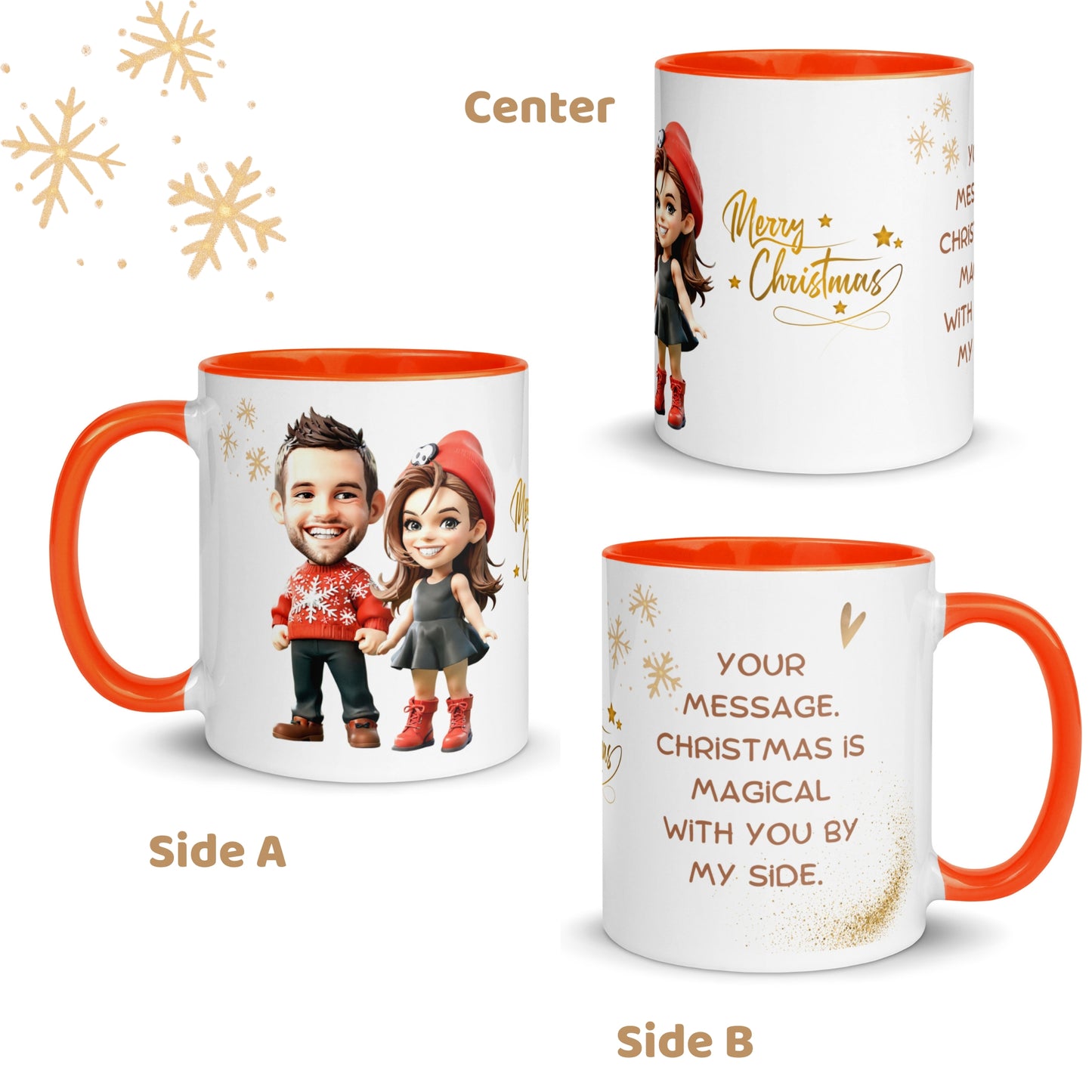 Christmas Gift - Custom Cartoon Portrait Mug with Color Inside