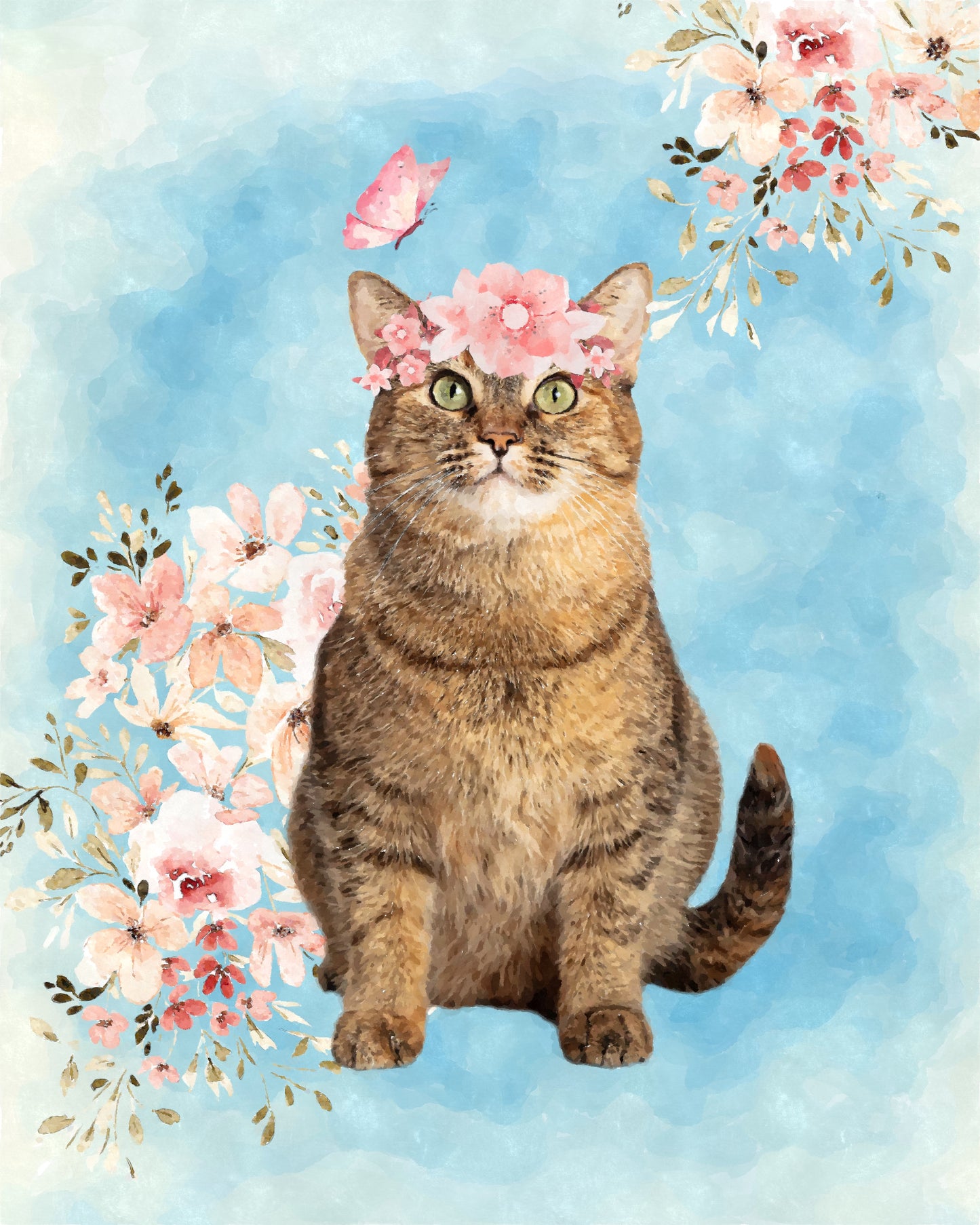 Pet Portrait with Flowers