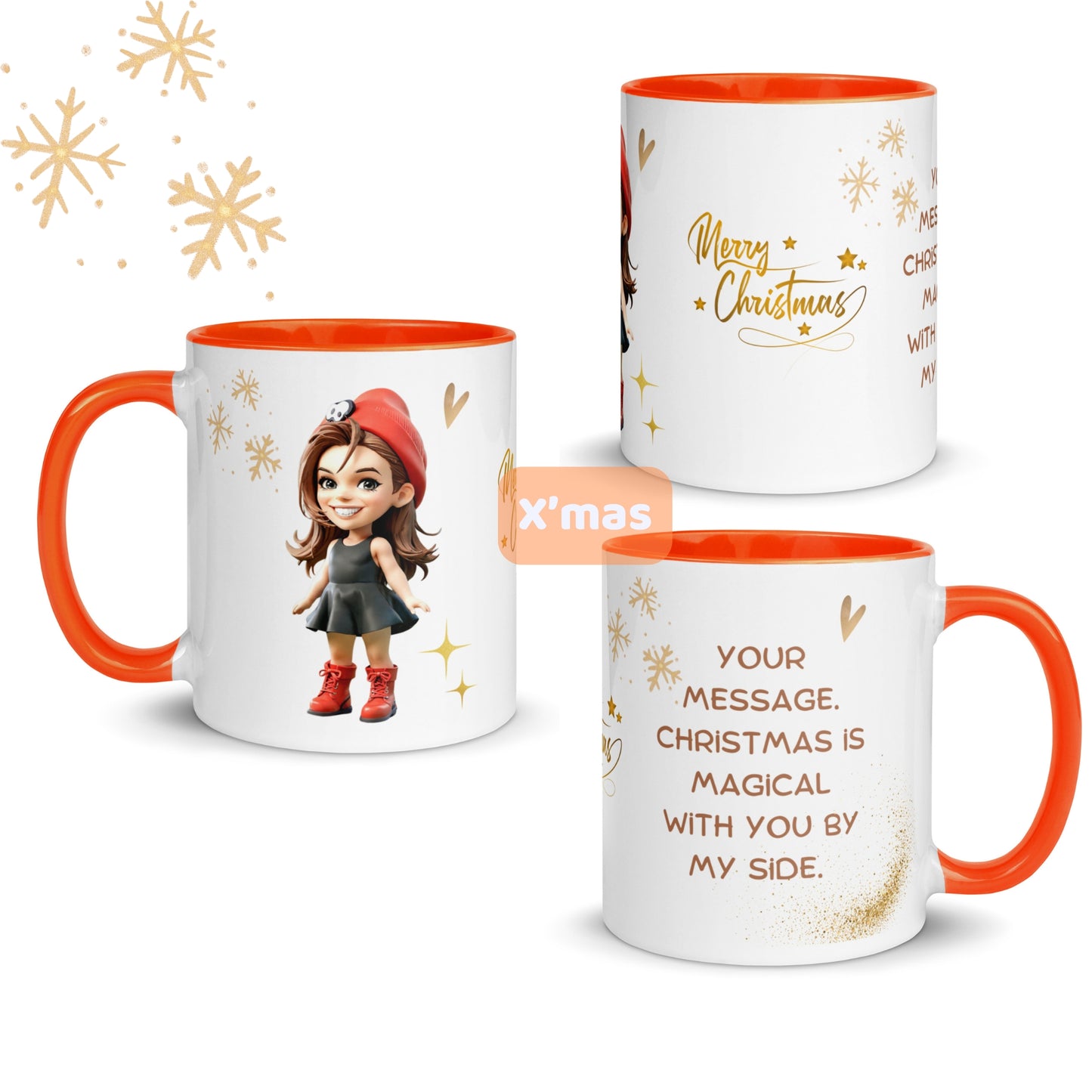 Christmas Gift - Custom Cartoon Portrait Mug with Color Inside