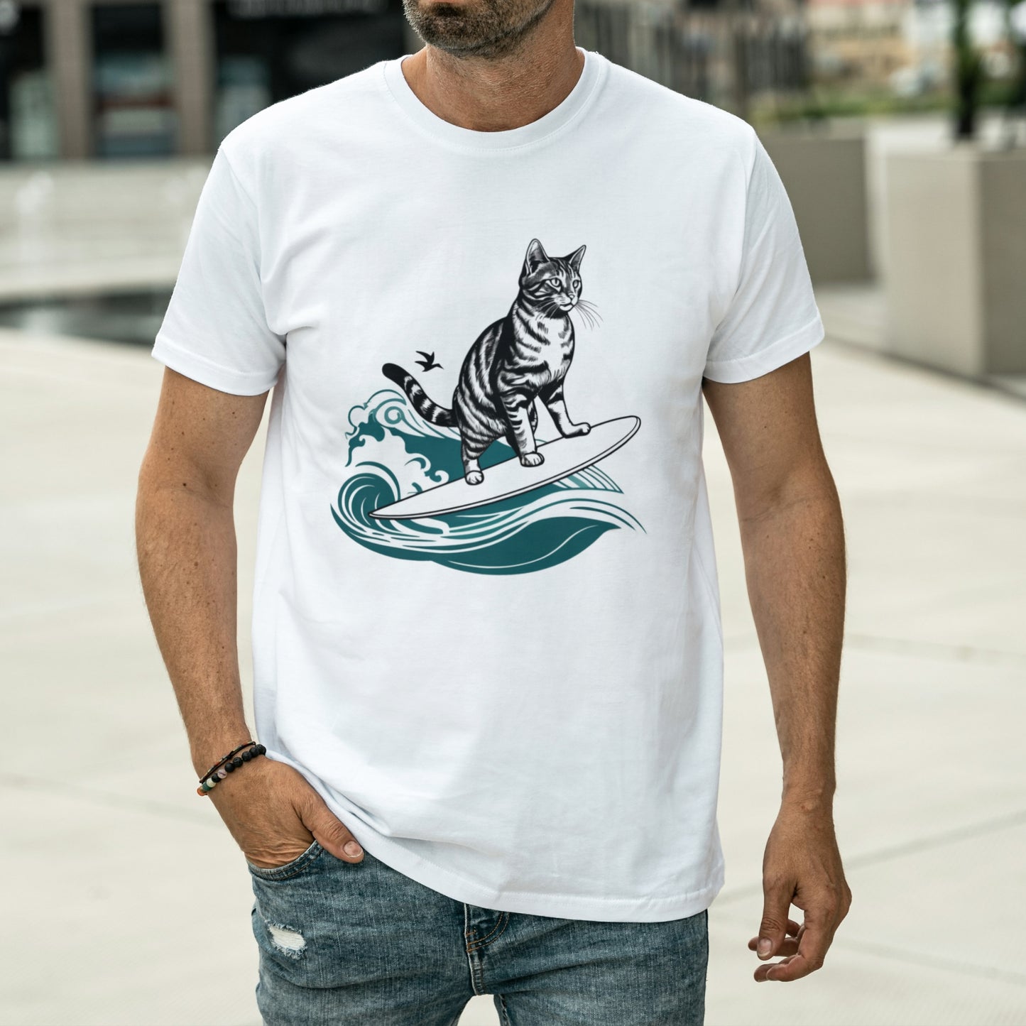 Cool Cat Series: Surfing Cat Unisex T-shirt