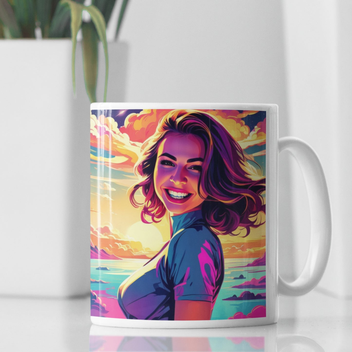 Custom Comic Portrait White Glossy Mug