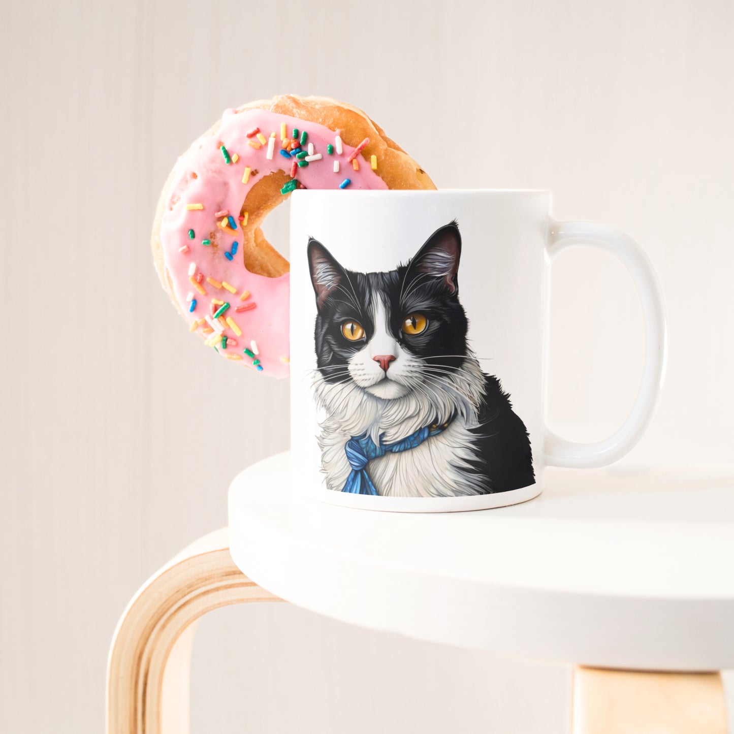 The Tuxedo Cat - White glossy mug