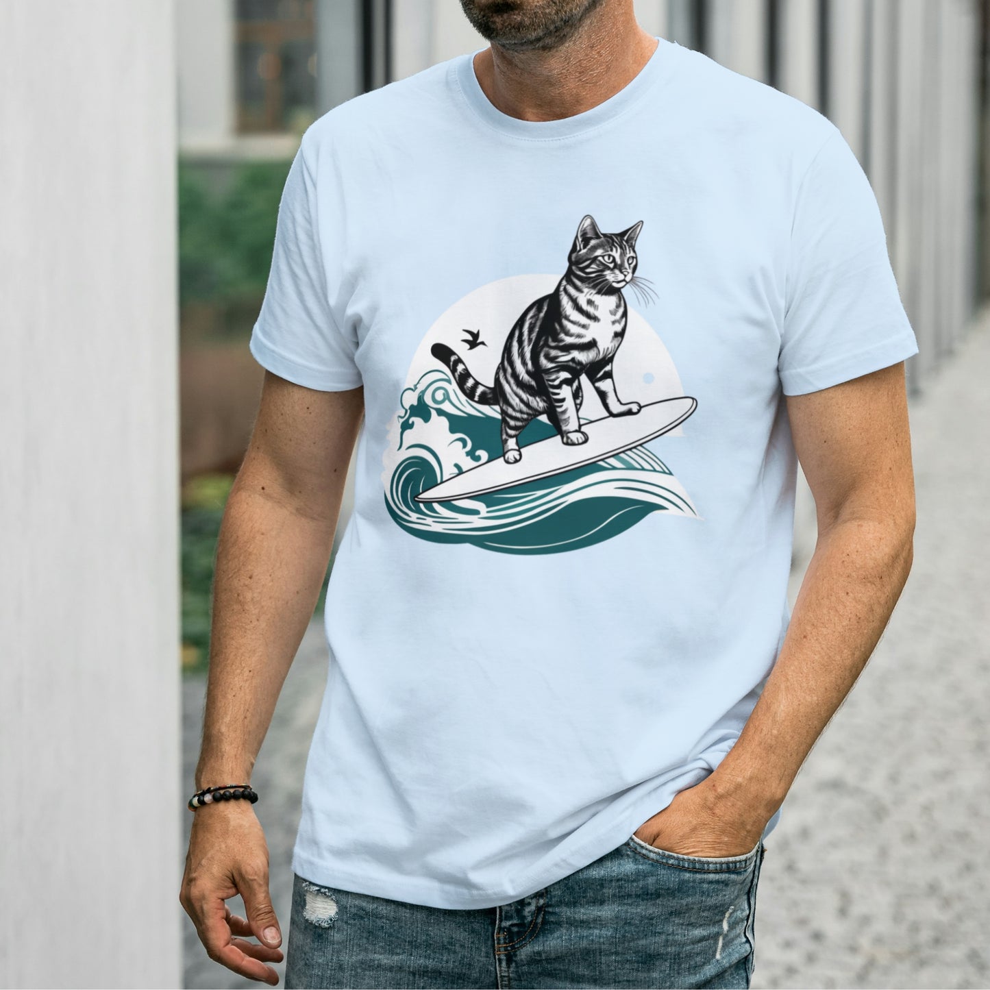 Cool Cat Series: Surfing Cat Unisex T-shirt