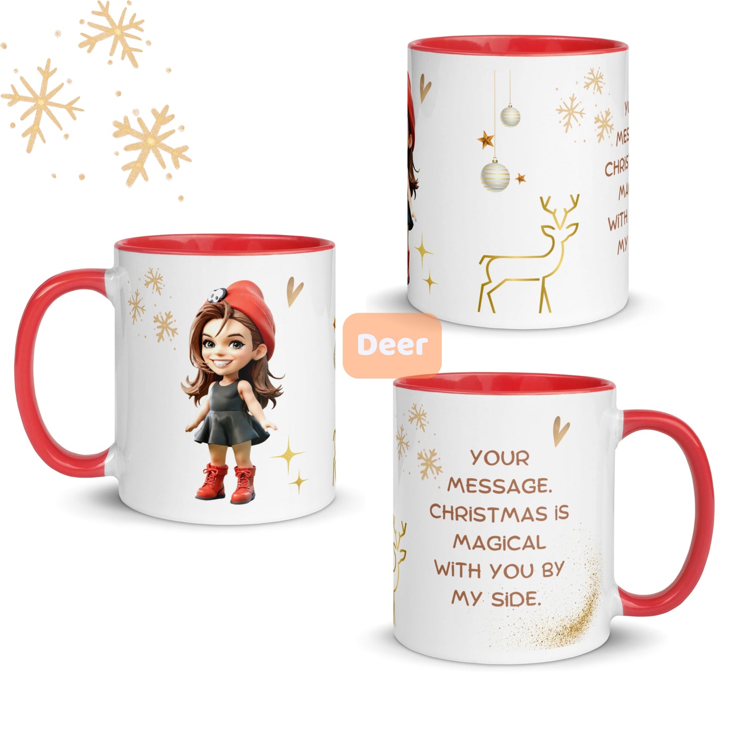 Christmas Gift - Custom Cartoon Portrait Mug with Color Inside