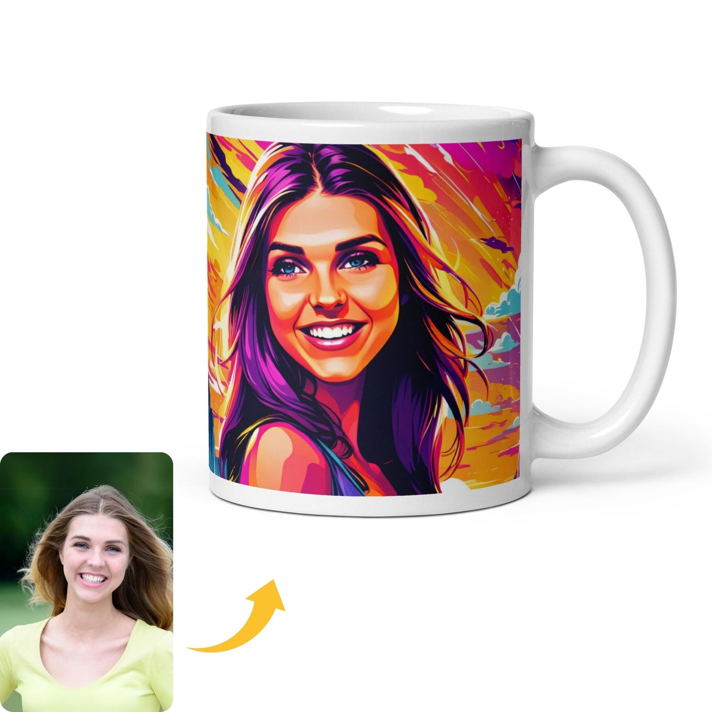 Custom Comic Portrait White Glossy Mug