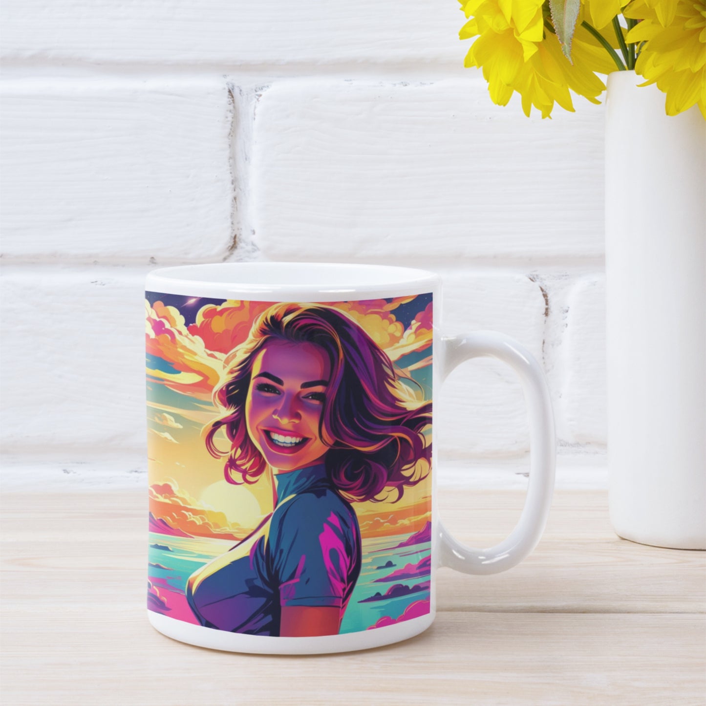 Custom Comic Portrait White Glossy Mug