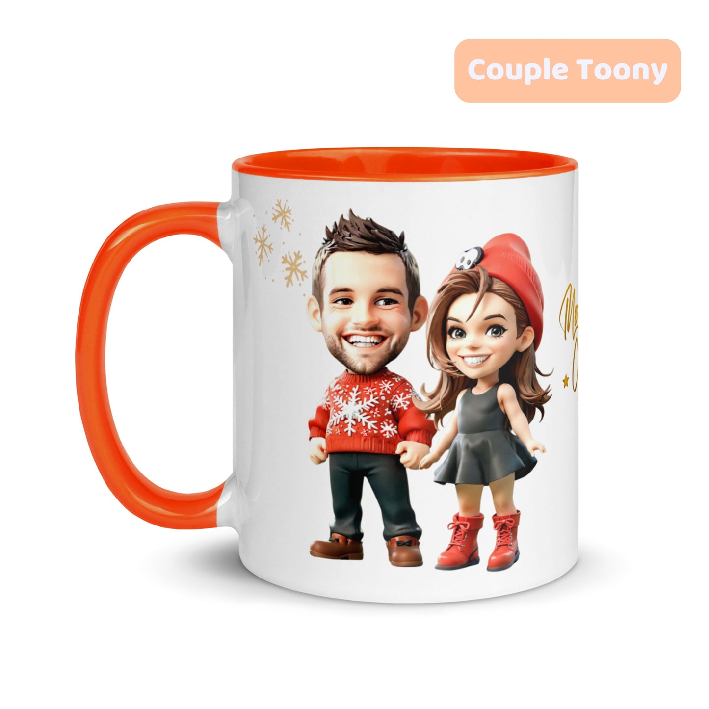 Christmas Gift - Custom Cartoon Portrait Mug with Color Inside