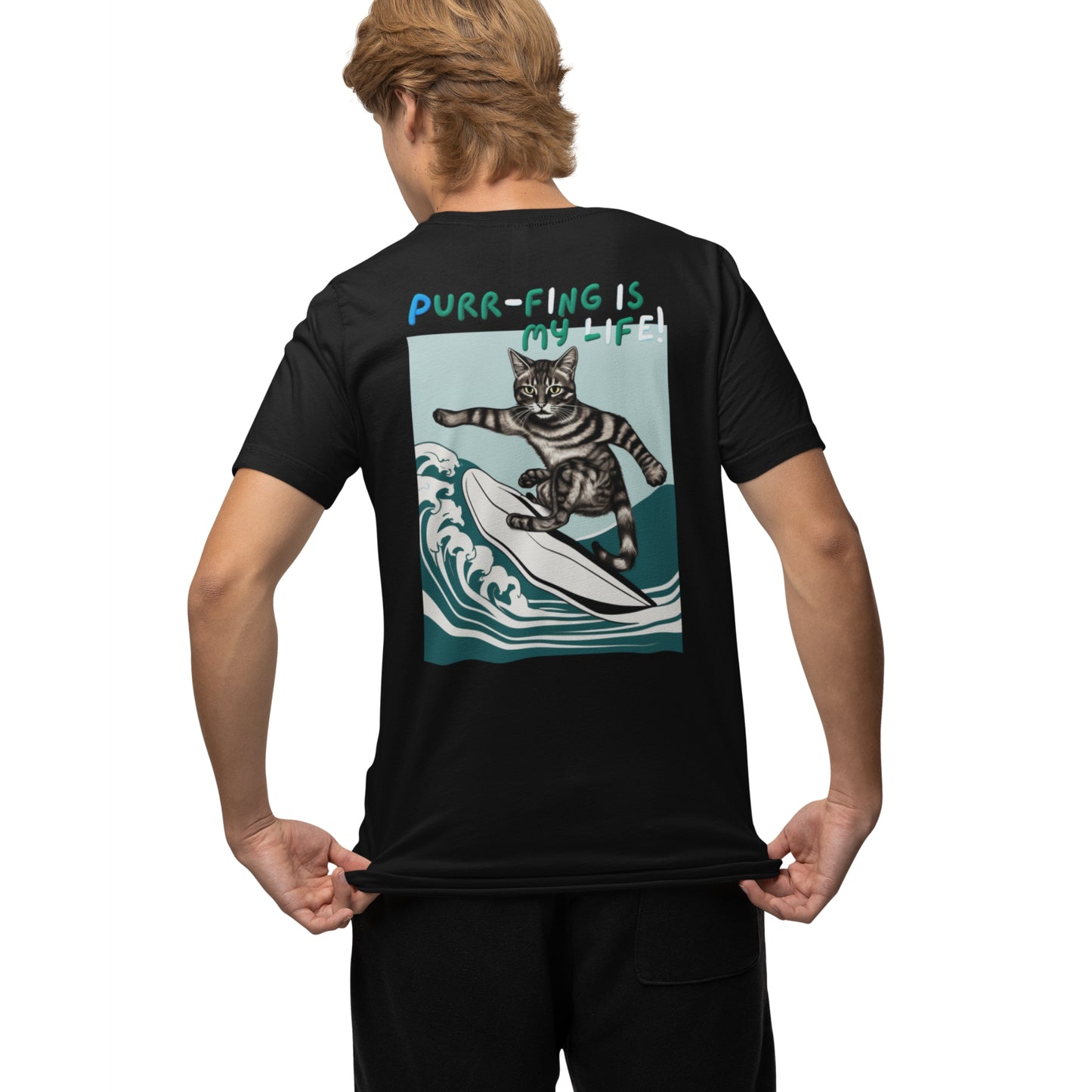 Cool Cat Series: Surfing Cat Unisex T-shirt