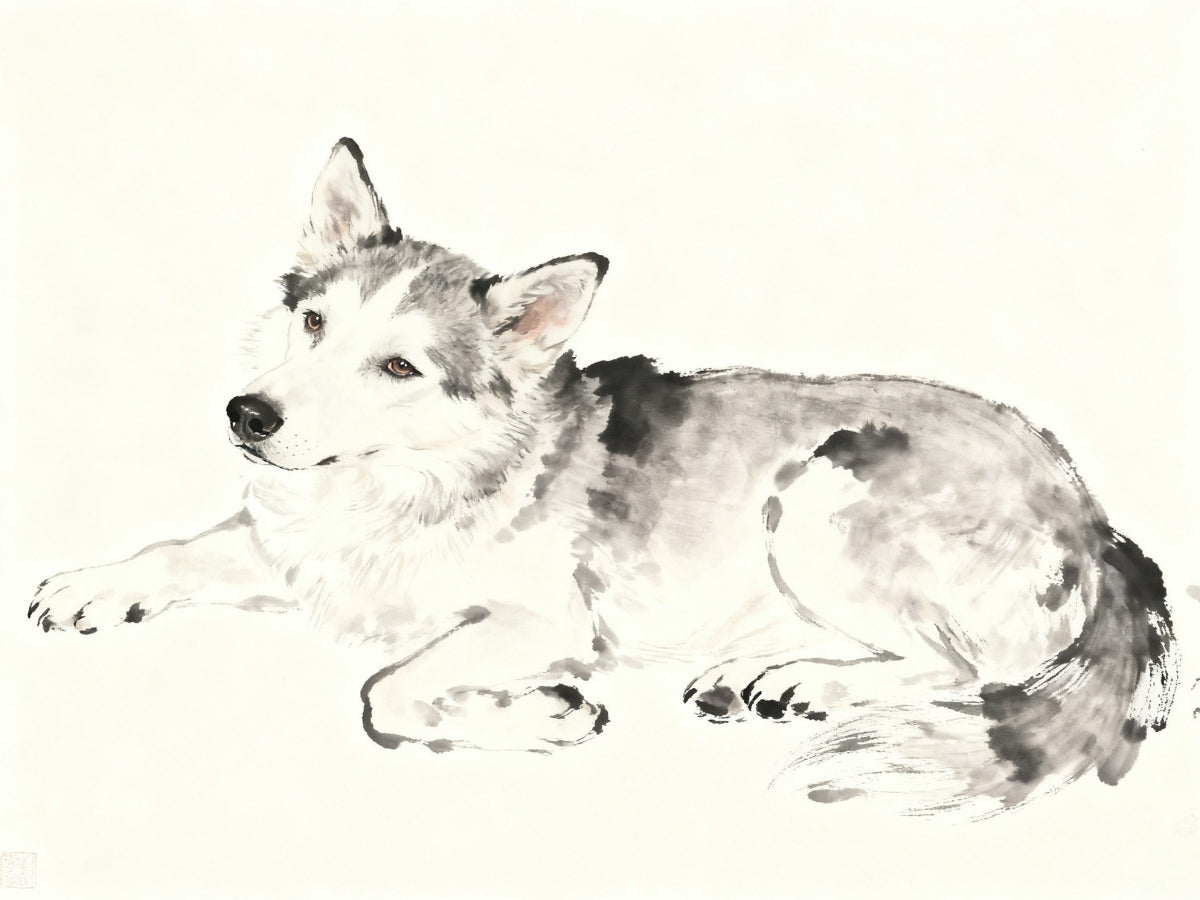 Custom Ink Wash Pet Portrait