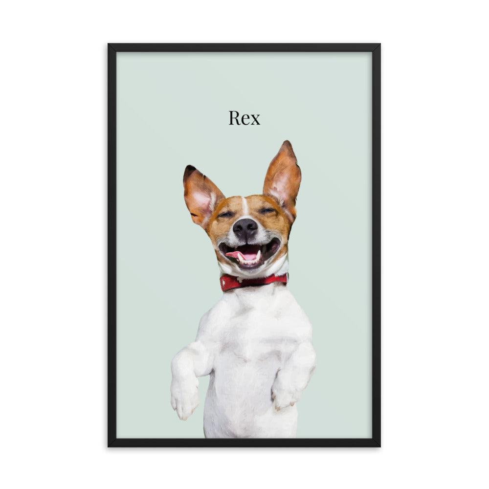 Custom Pet Portraits Dog Portrait on framed poster