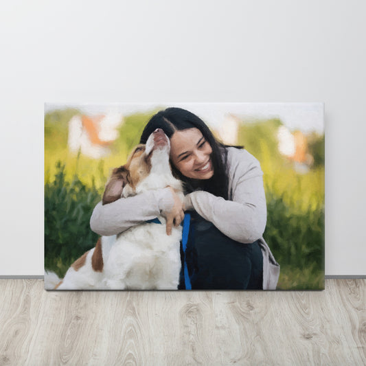 Custom Pet and owner portraits canvas