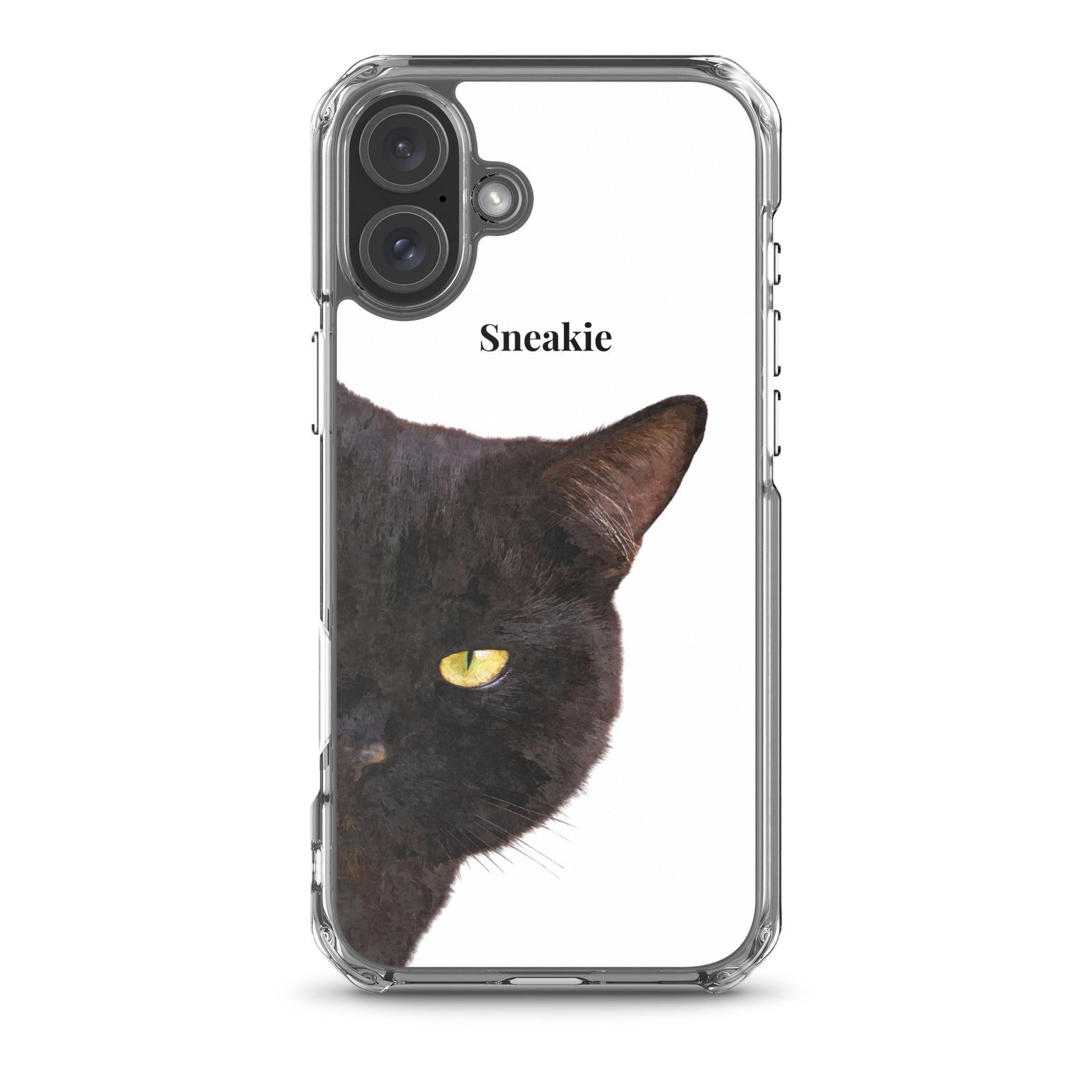 Custom pet phone case - iPhone Clear case featuring a black cat portrait