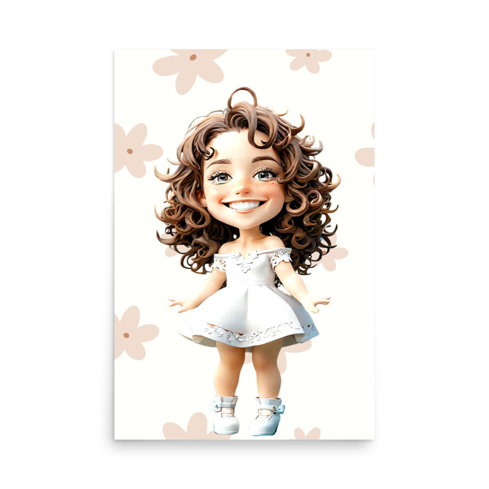 Custom cartoon portrait white dress digital version