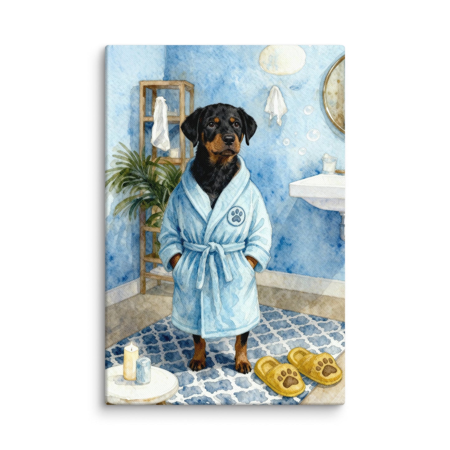 Bathroom Pet Portrait – Pet in Bathrobe