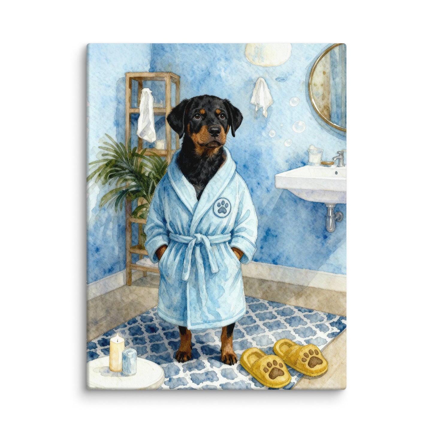 Bathroom Pet Portrait – Pet in Bathrobe