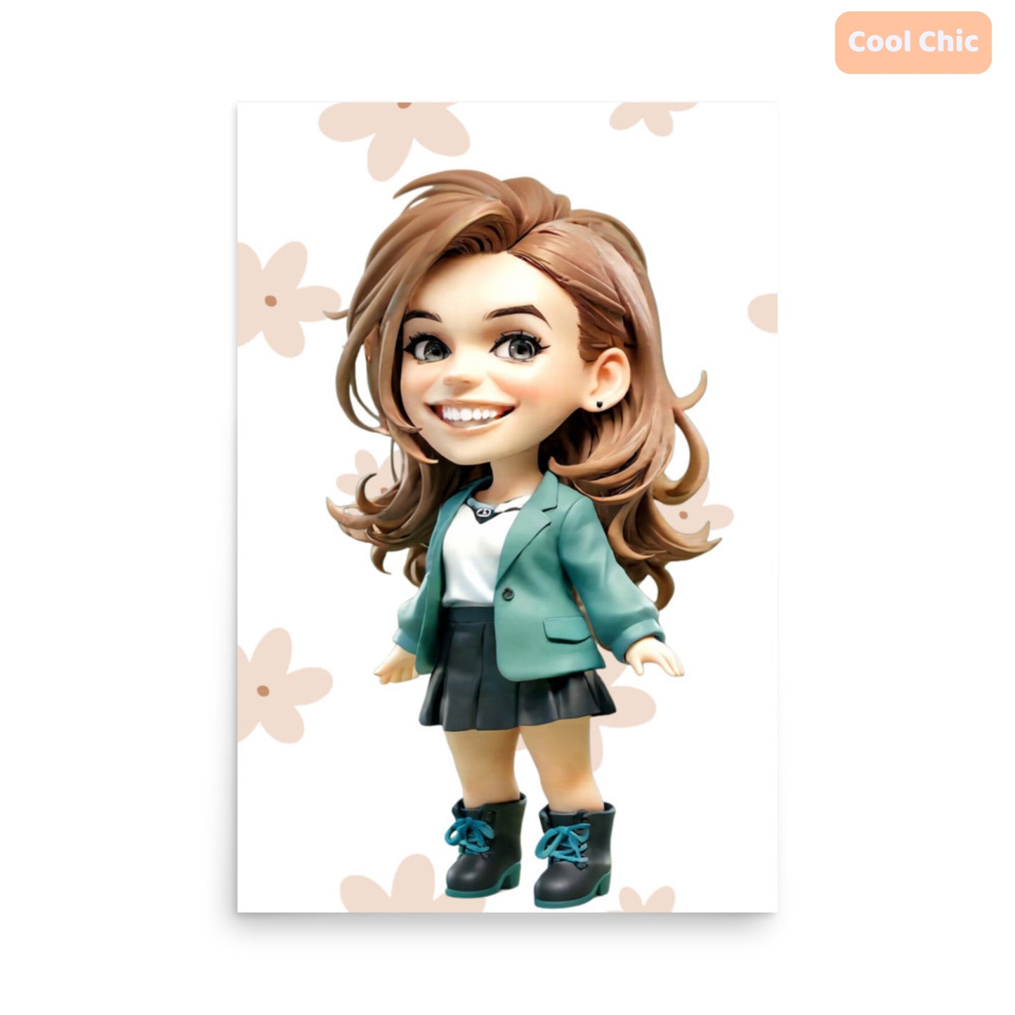 Custom portraits in cartoon style with cool chic outfits in digital version