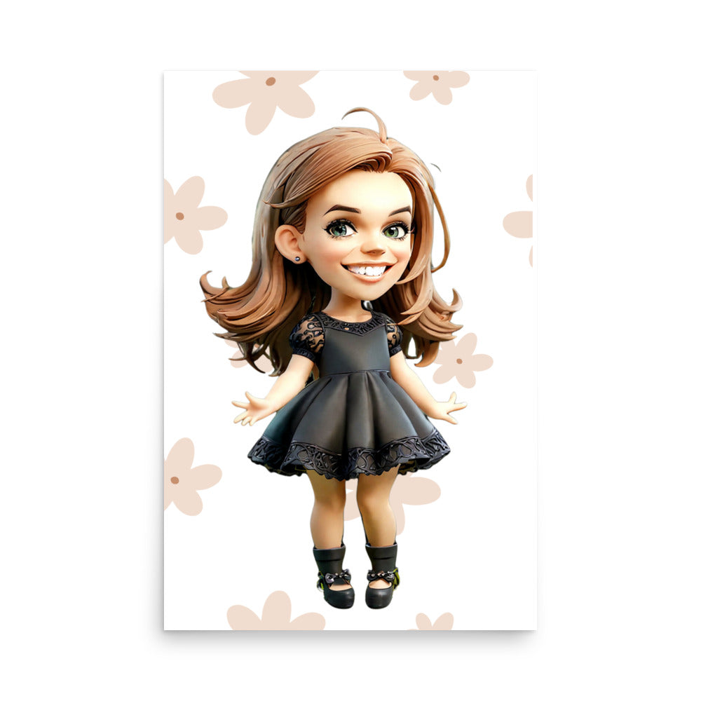 custom cartoon portrait black dress digital version