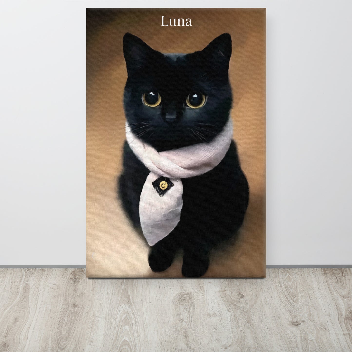 Custom cat portrait black cat canvas