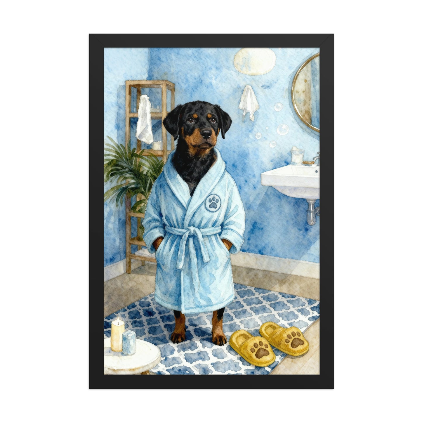 Bathroom Pet Portrait – Pet in Bathrobe