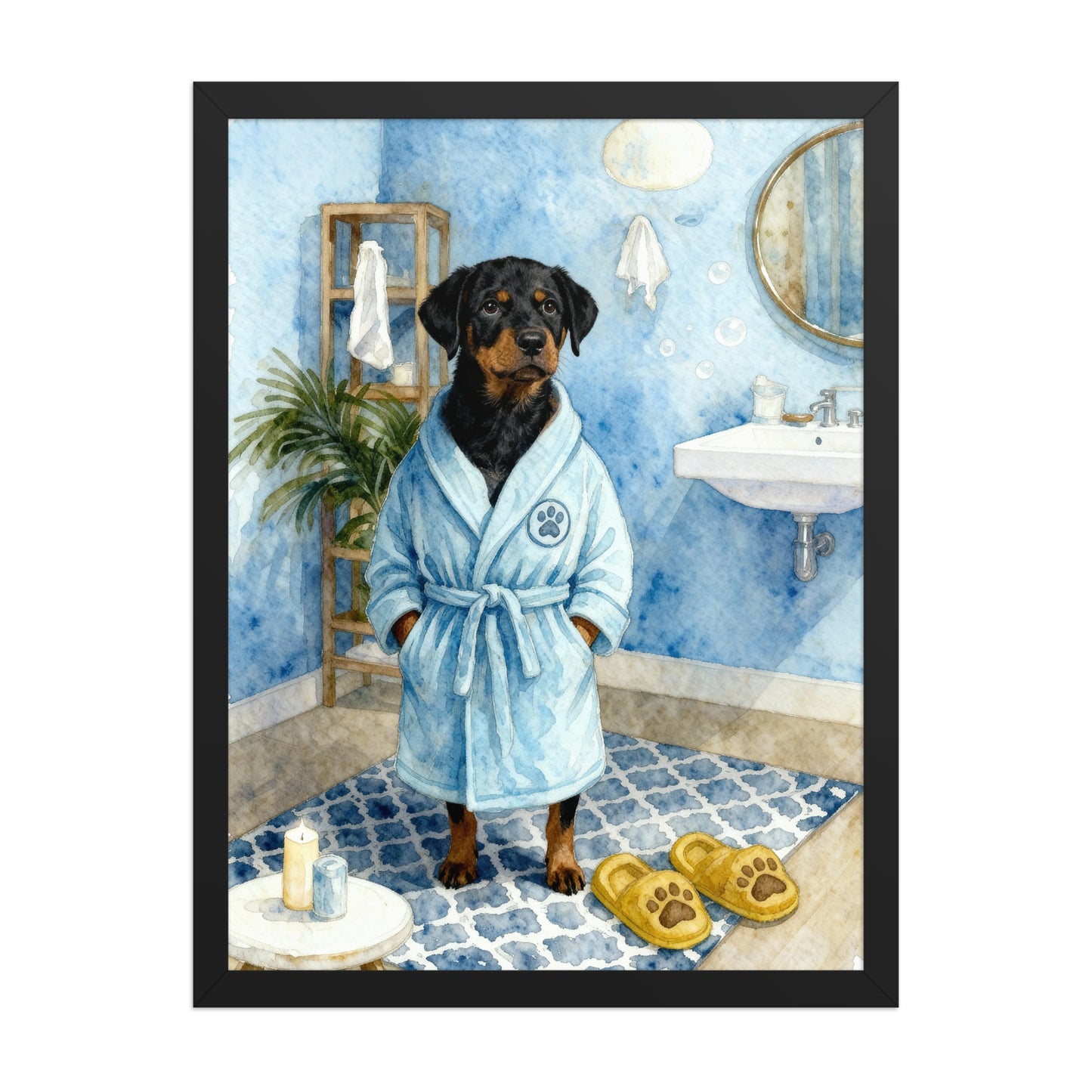 Bathroom Pet Portrait – Pet in Bathrobe