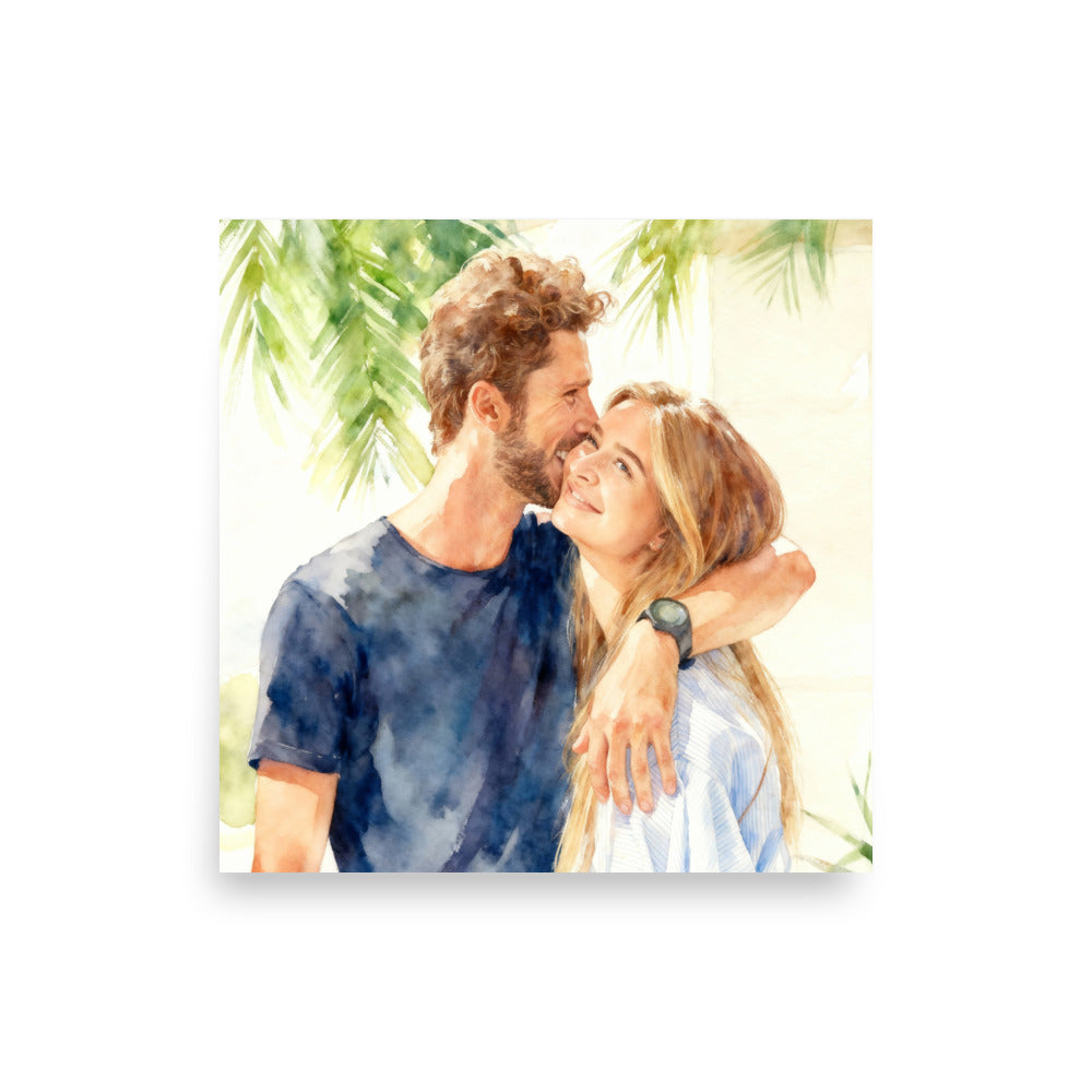 Custom Watercolor Couple Portrait