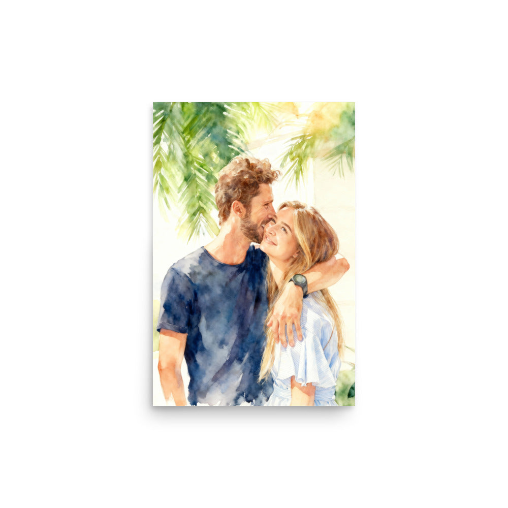 Custom Watercolor Couple Portrait