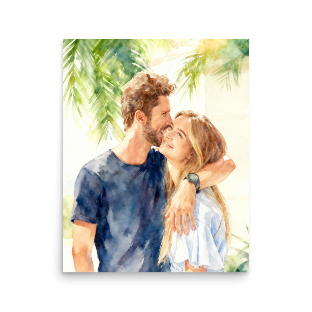 Custom Watercolor Couple Portrait