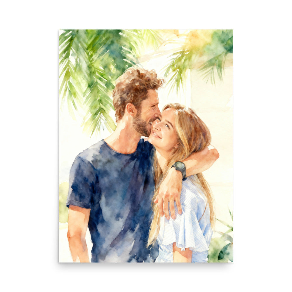 Custom Watercolor Couple Portrait
