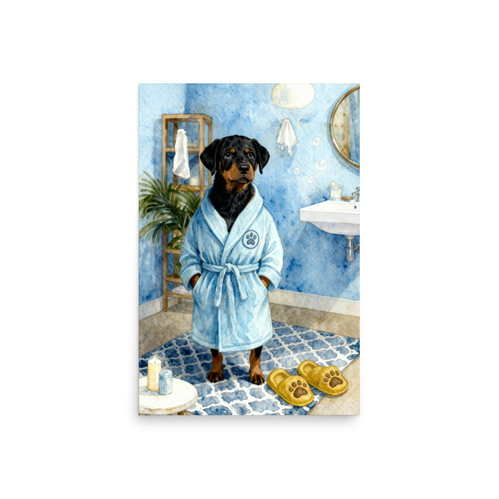 Bathroom Pet Portrait – Pet in Bathrobe