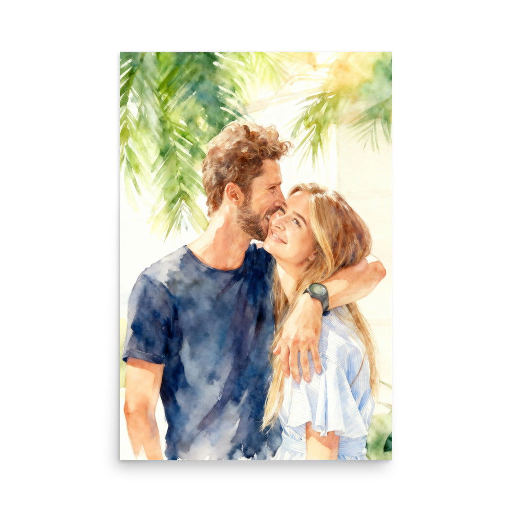 Custom Watercolor Couple Portrait