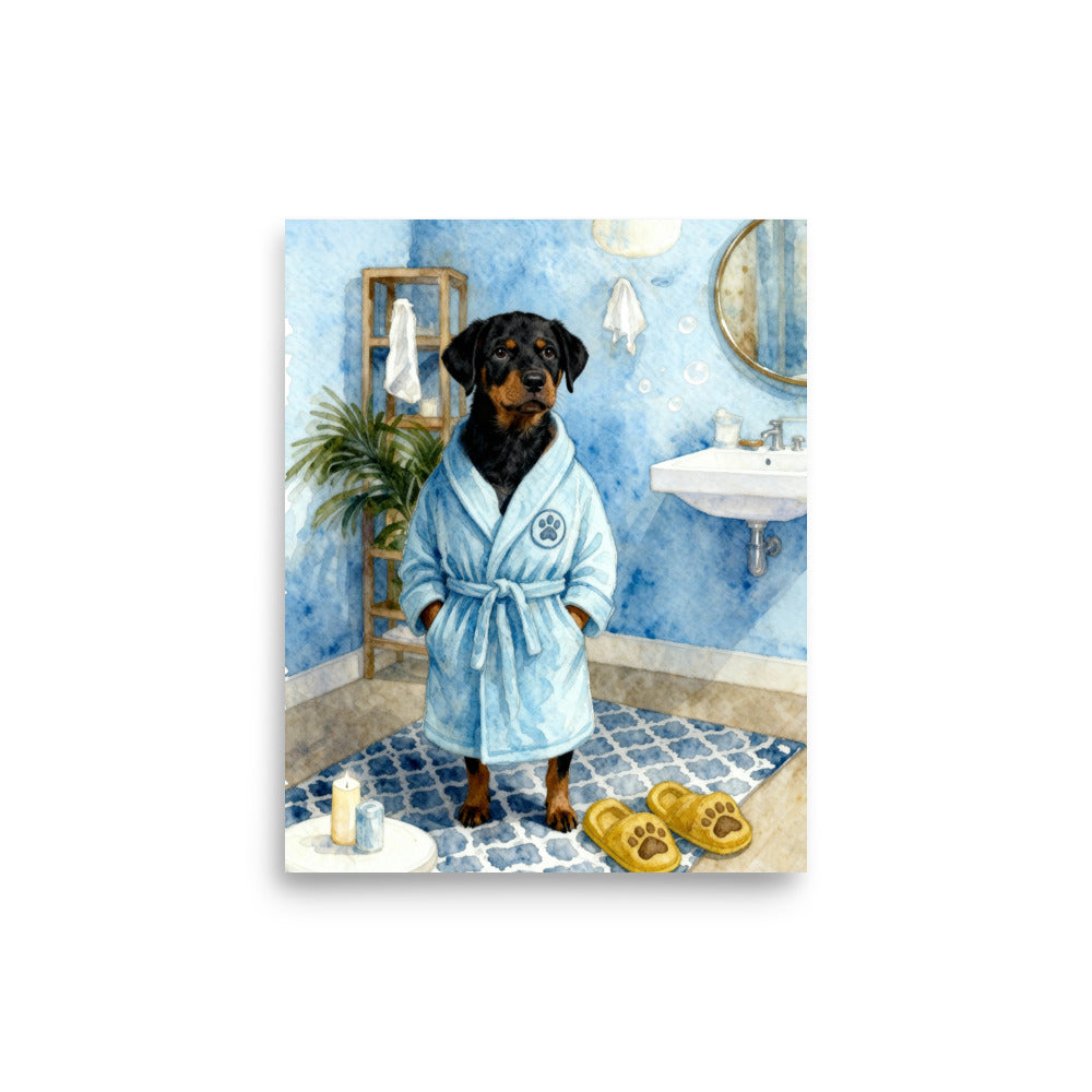 Bathroom Pet Portrait – Pet in Bathrobe