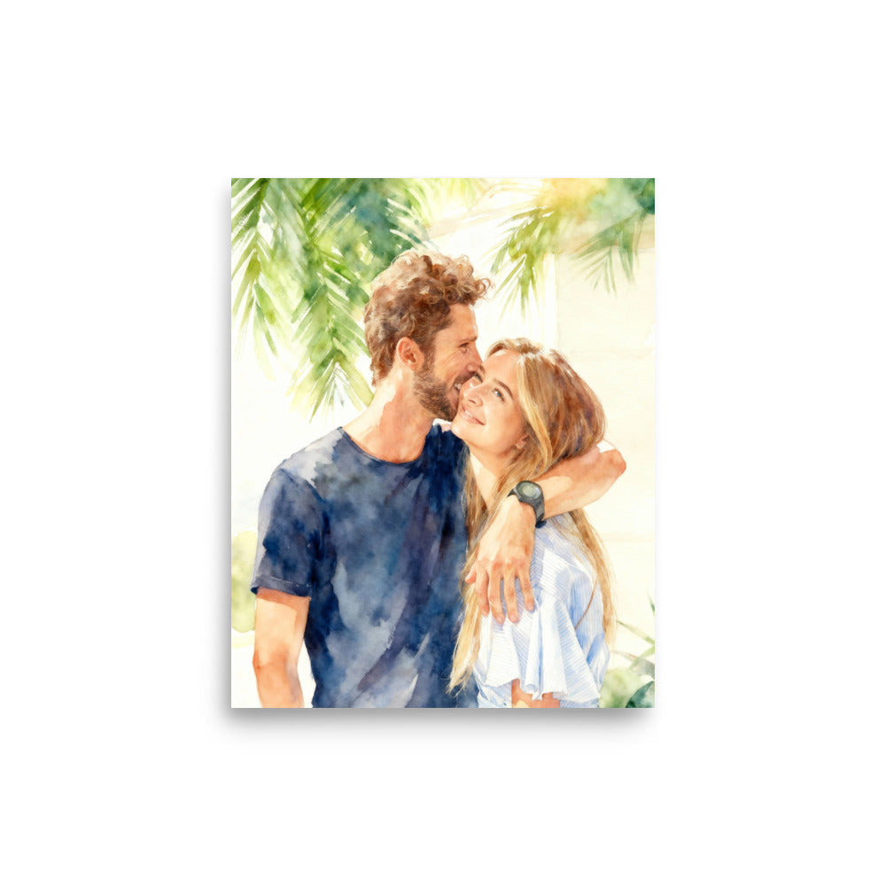 Custom Watercolor Couple Portrait