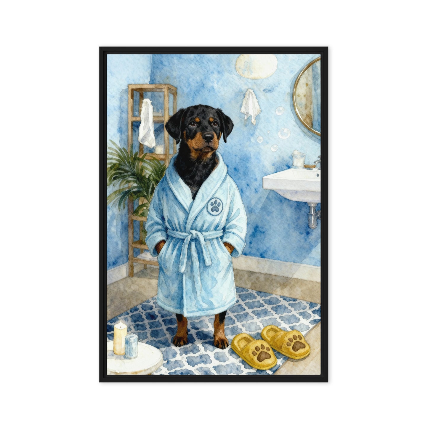 Bathroom Pet Portrait – Pet in Bathrobe