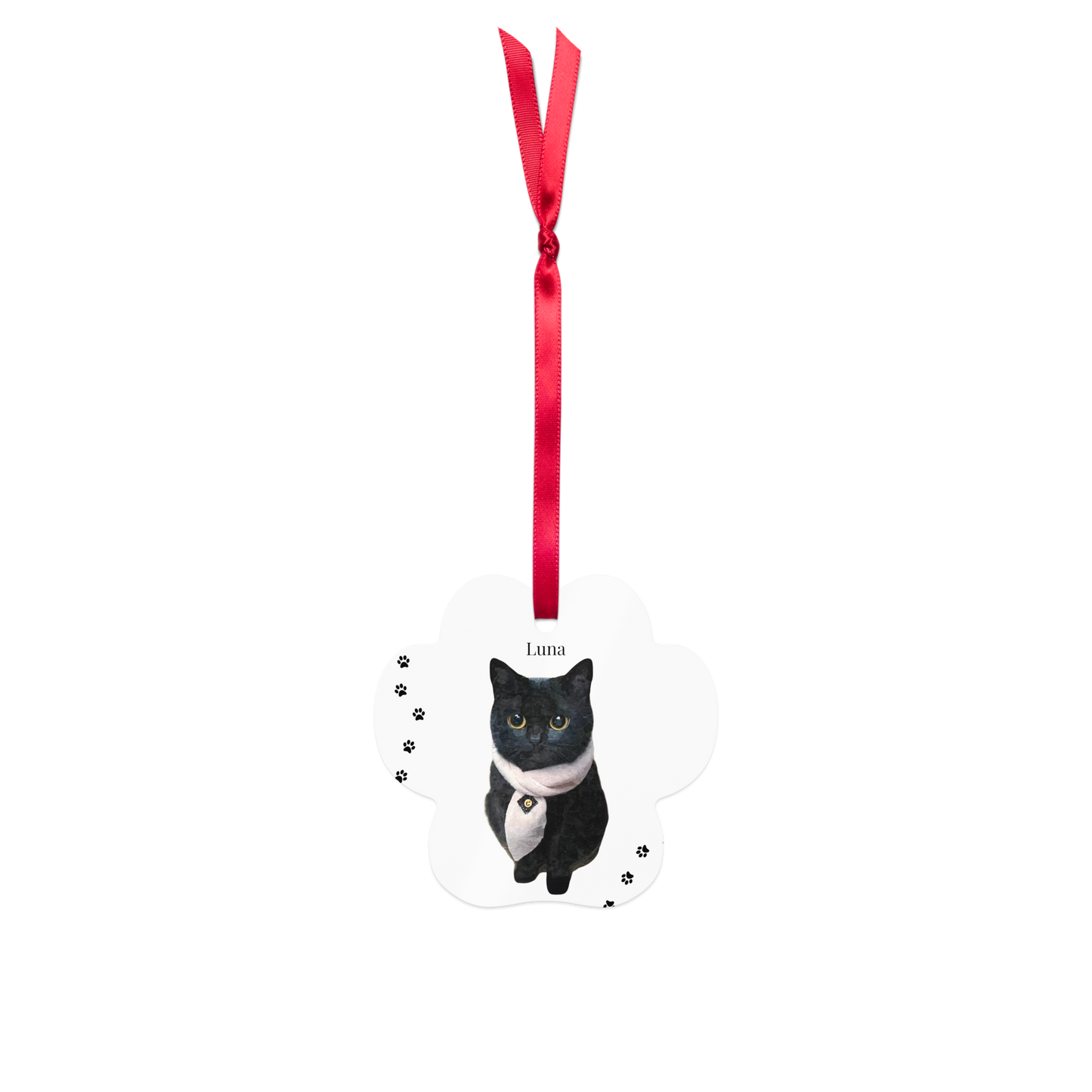 Pet Portrait Ornament - Paw-Shaped Metal Charm