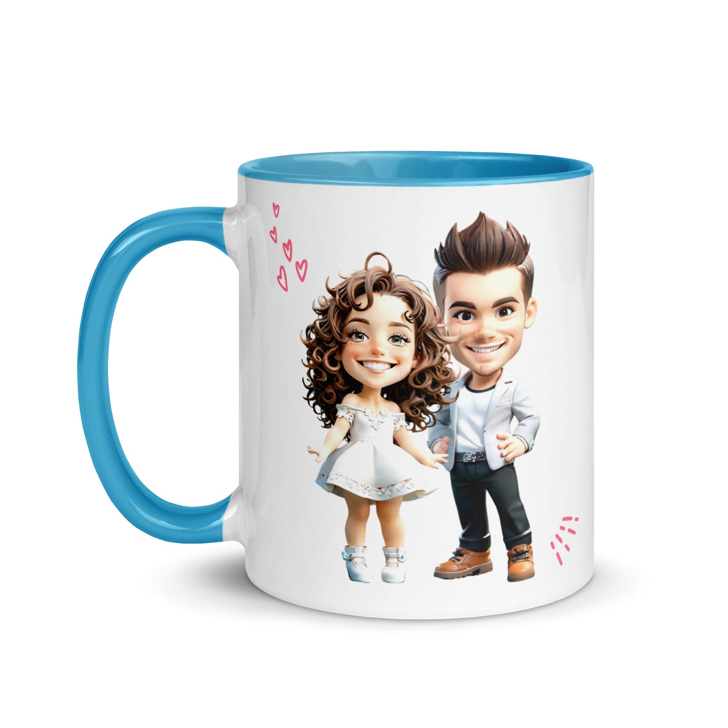 Custom Cartoon Portrait Mug with Color Inside - Couple