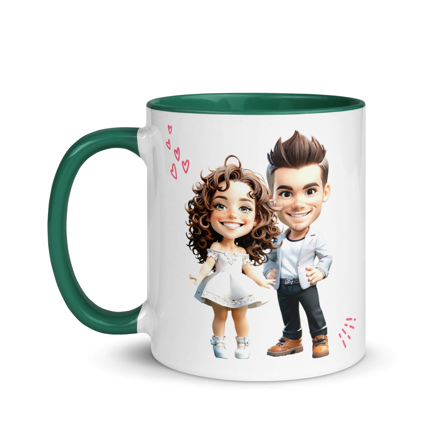 Custom Cartoon Portrait Mug with Color Inside - Couple