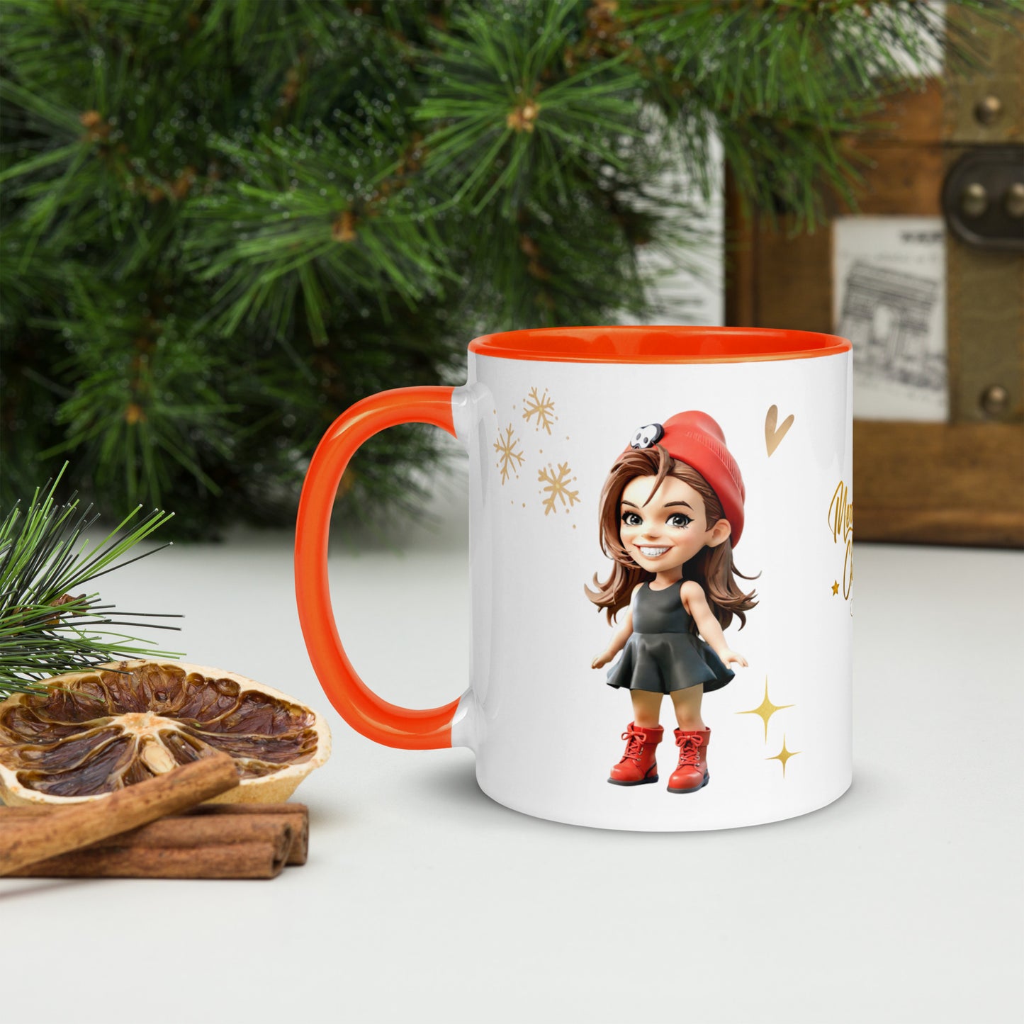 Christmas Gift - Custom Cartoon Portrait Mug with Color Inside