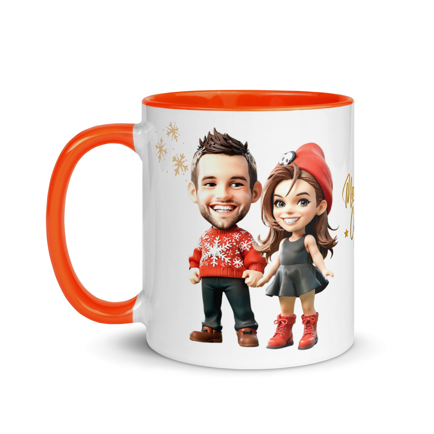 Christmas Gift - Custom Cartoon Portrait Mug with Color Inside