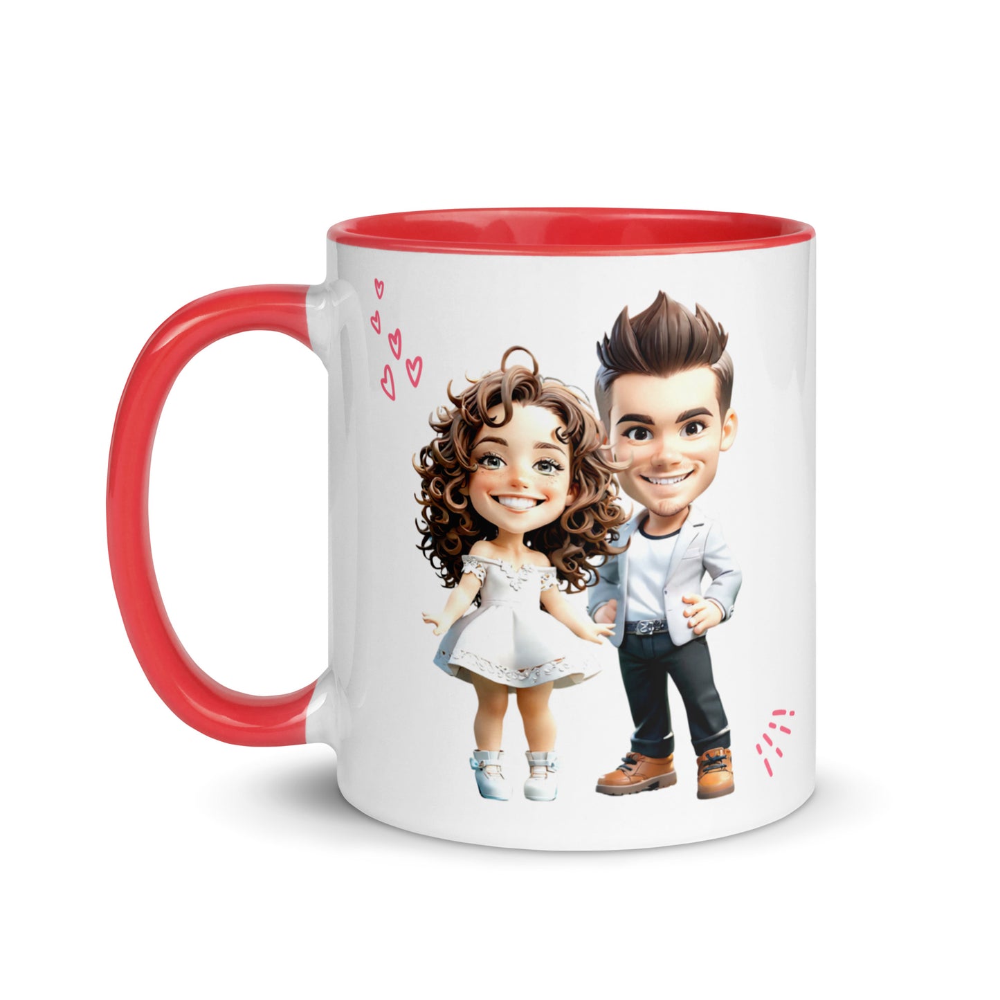 Custom Cartoon Portrait Mug with Color Inside - Couple