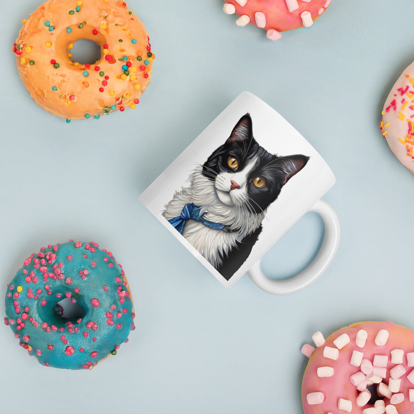 The Tuxedo Cat - White glossy mug