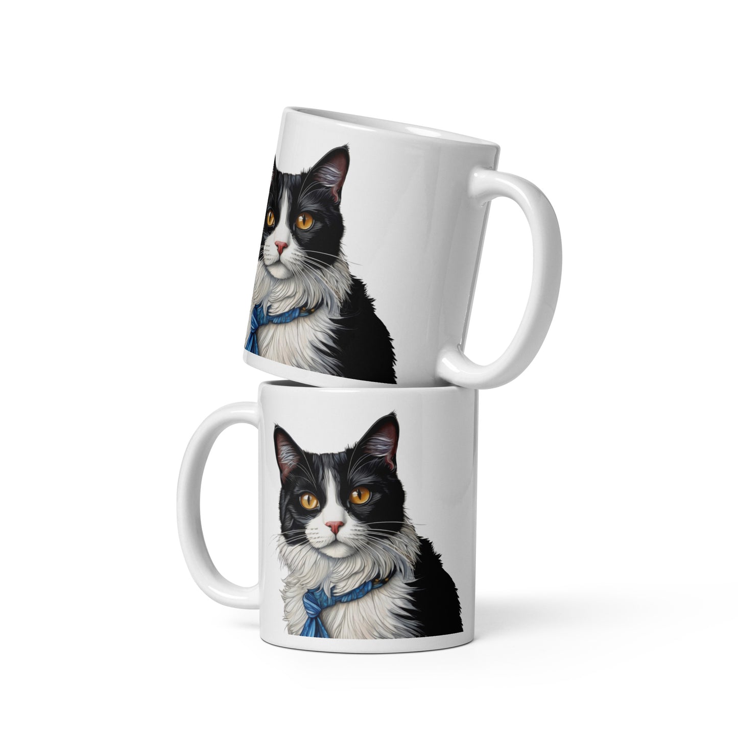 The Tuxedo Cat - White glossy mug