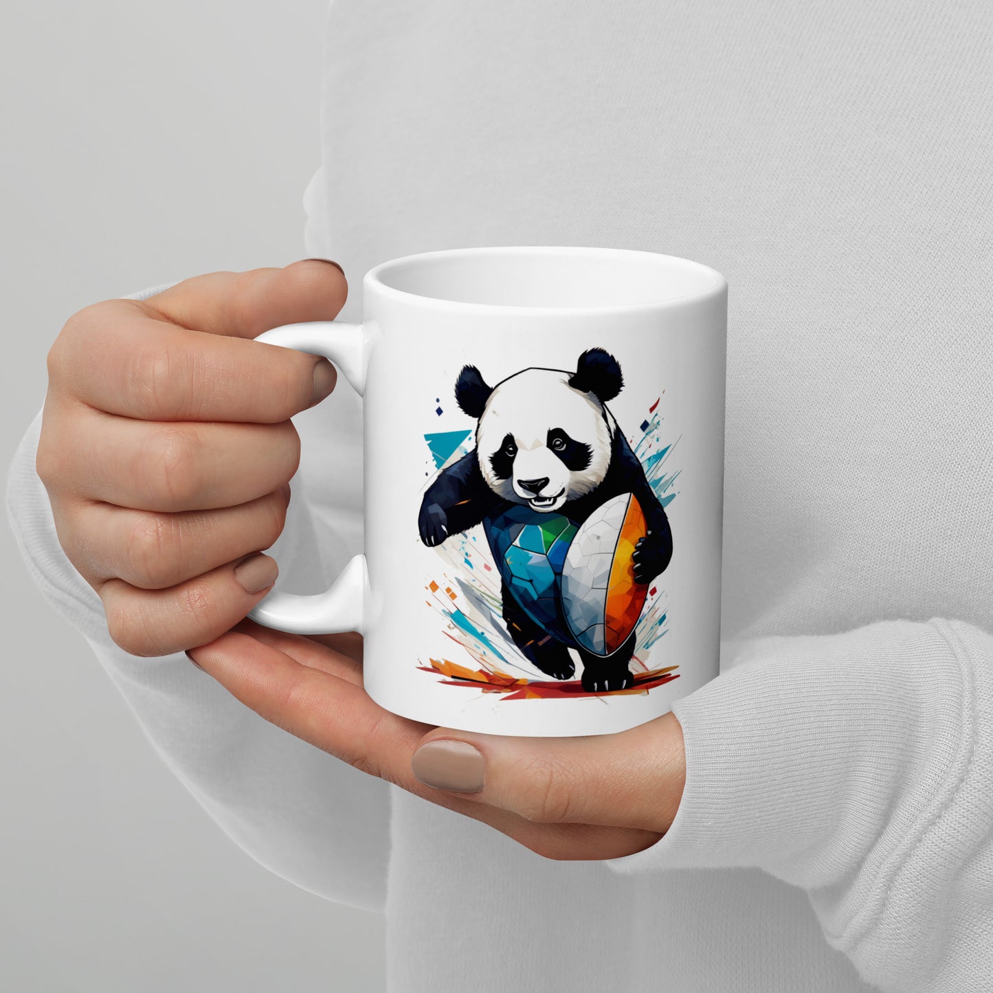 The Panda Striker White glossy mug