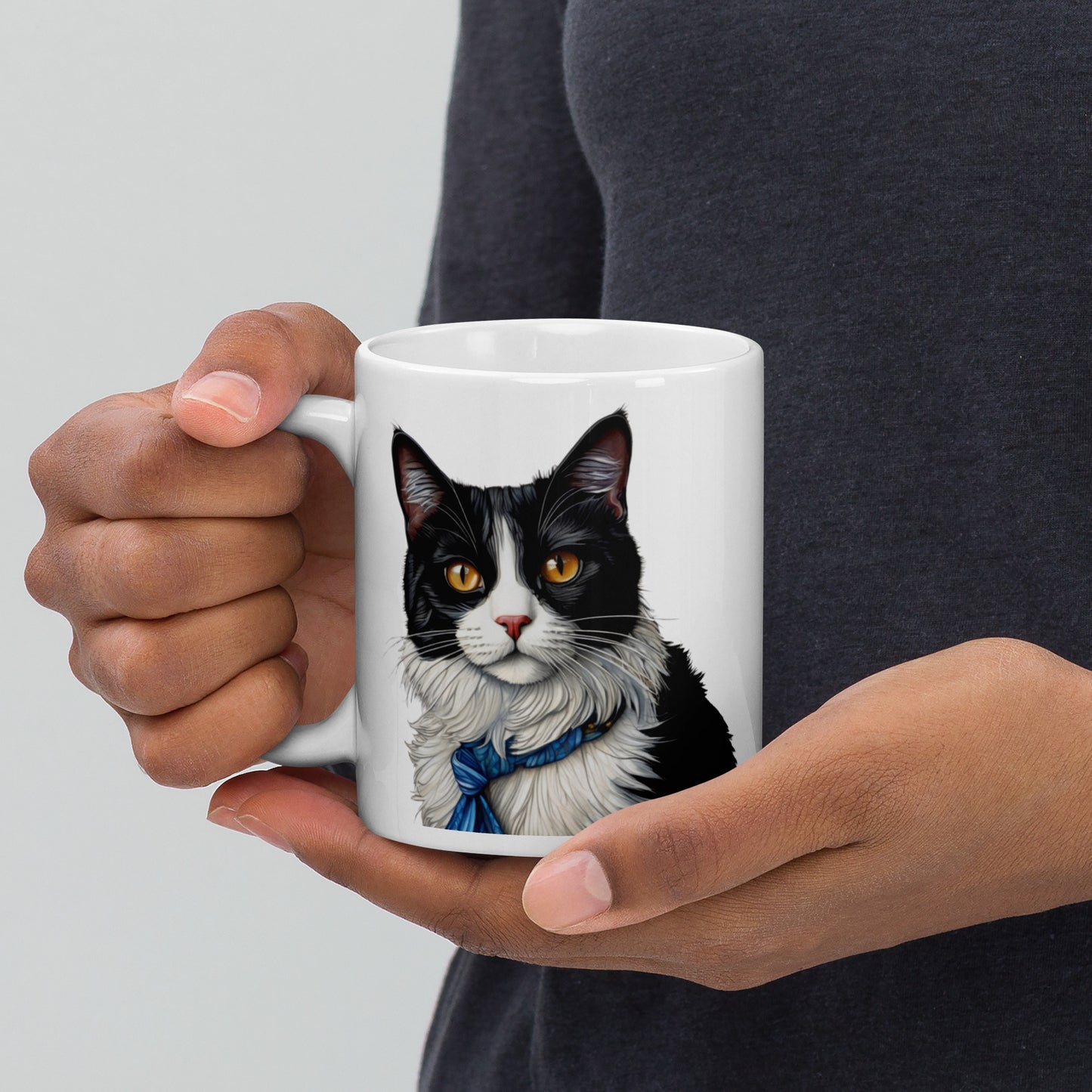 The Tuxedo Cat - White glossy mug