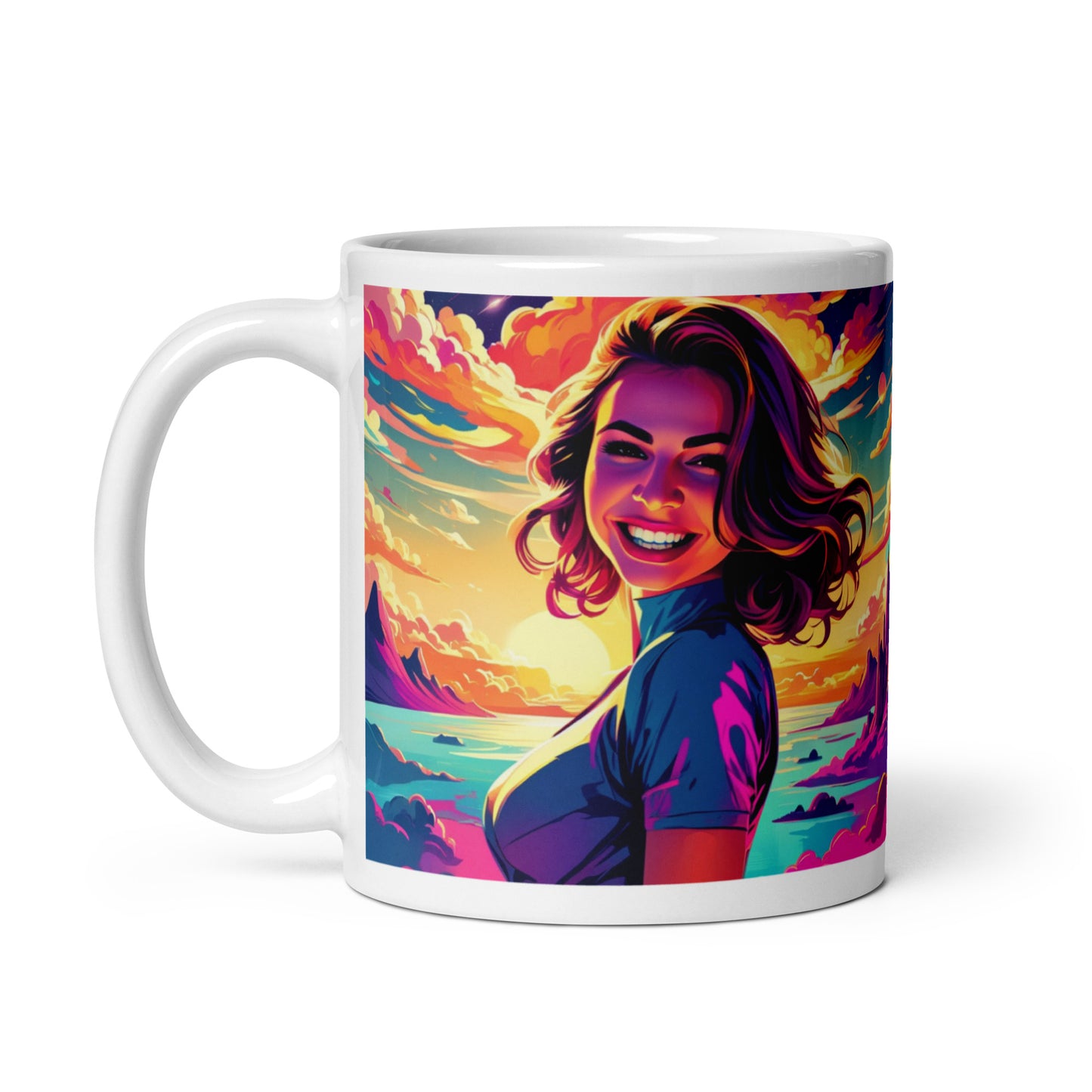 Custom Comic Portrait White Glossy Mug