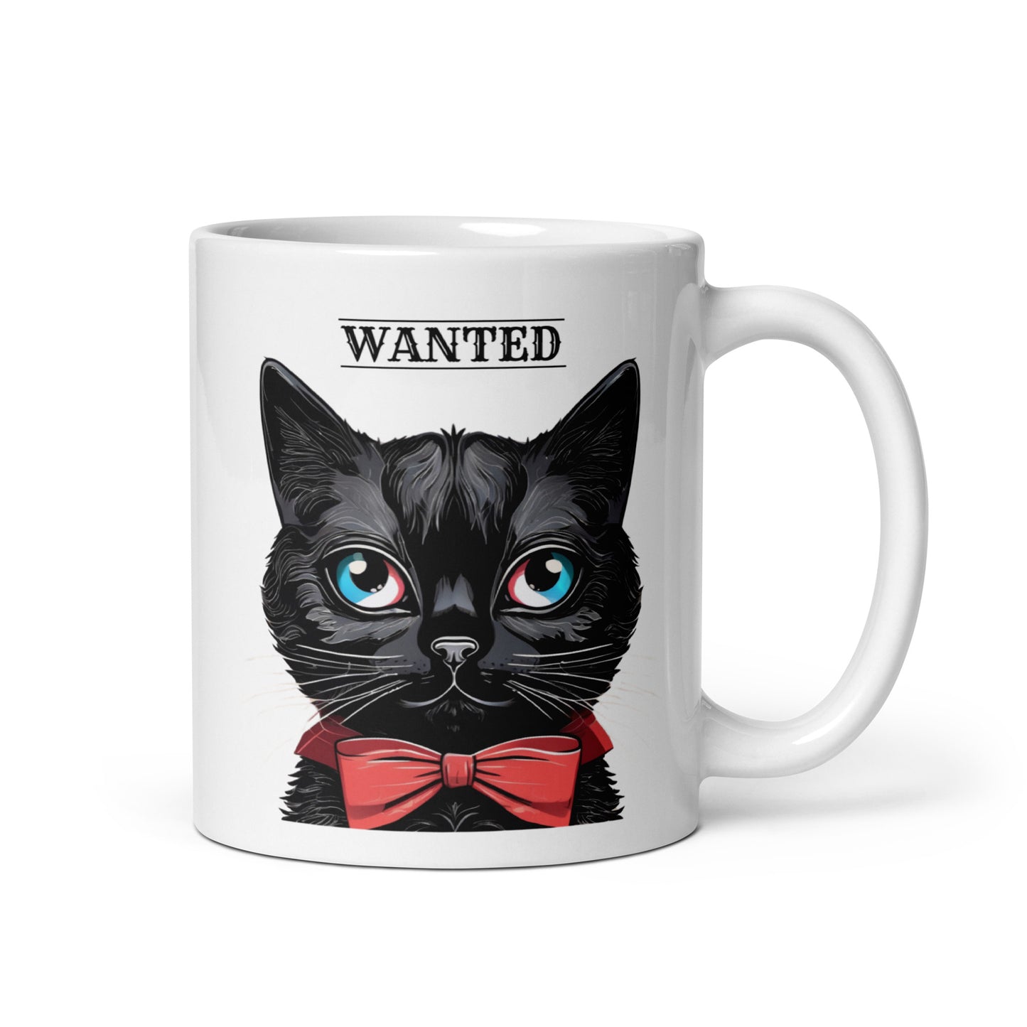 Wanted: Black Cat - White Glossy Mug