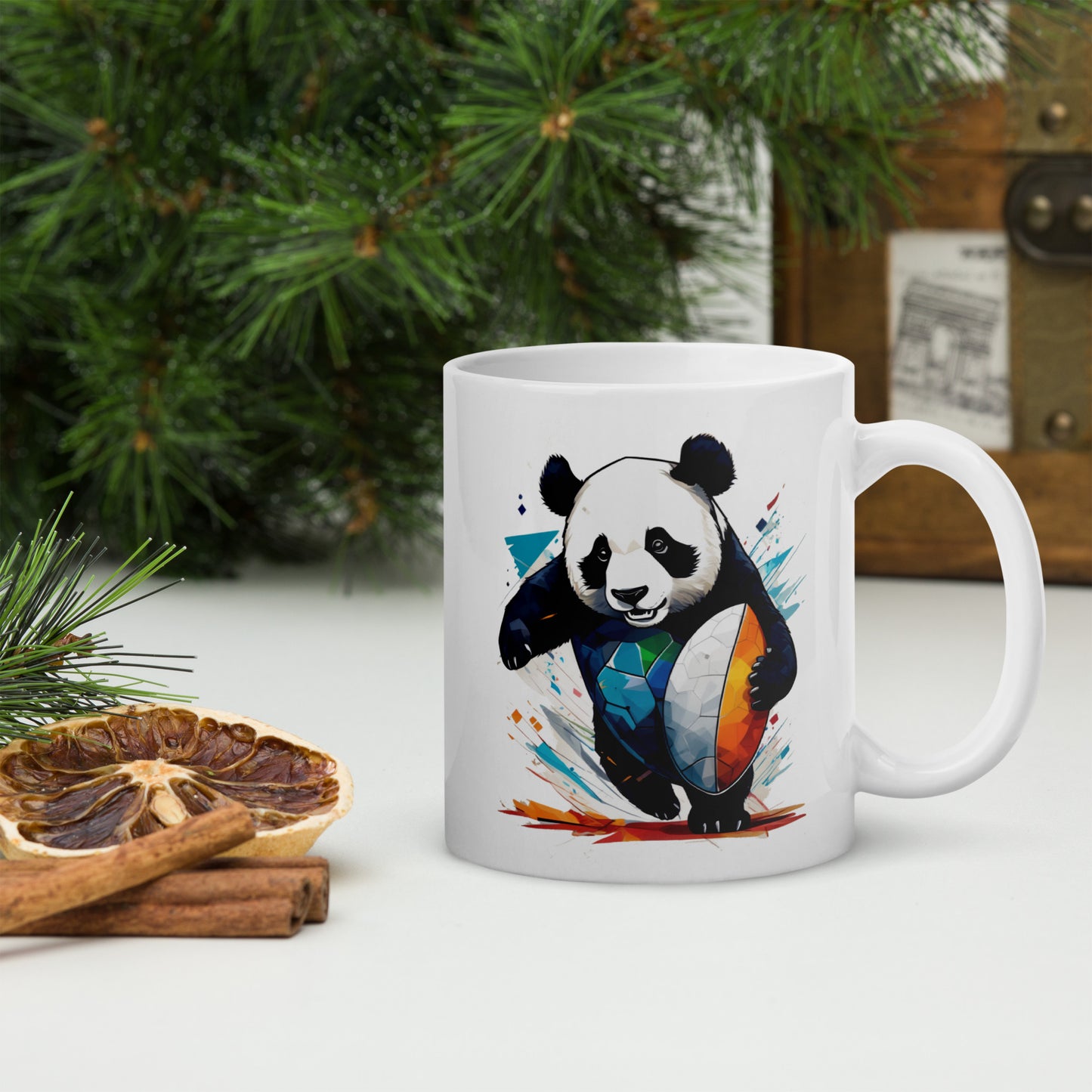 The Panda Striker White glossy mug