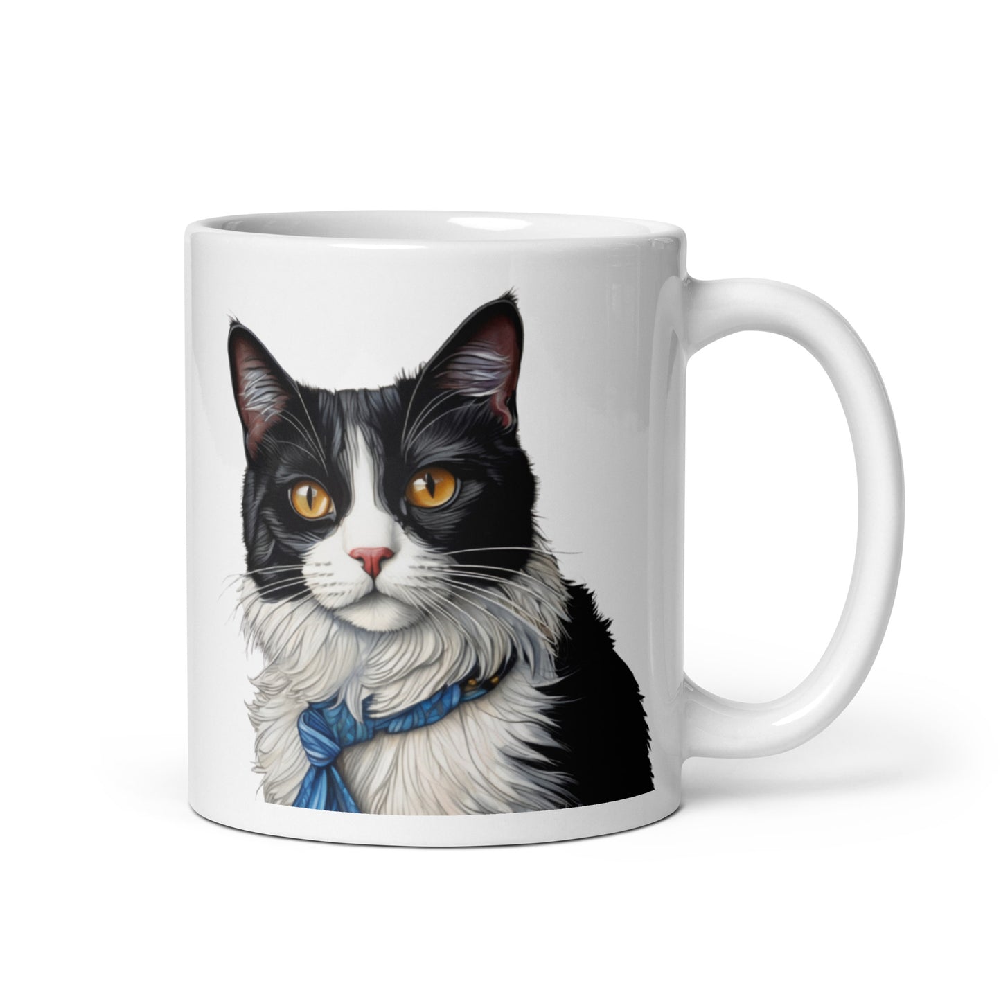 The Tuxedo Cat - White glossy mug