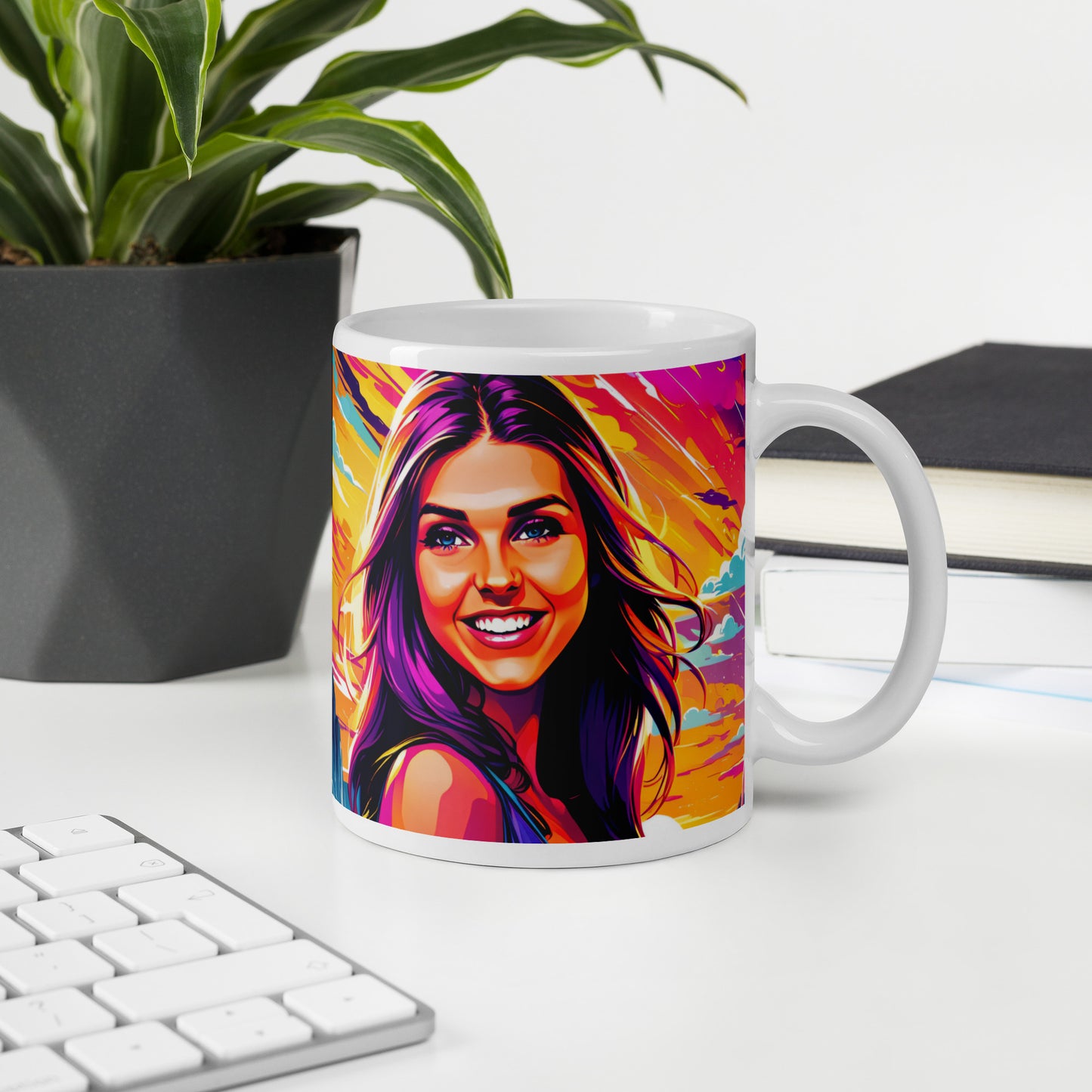 Custom Comic Portrait White Glossy Mug